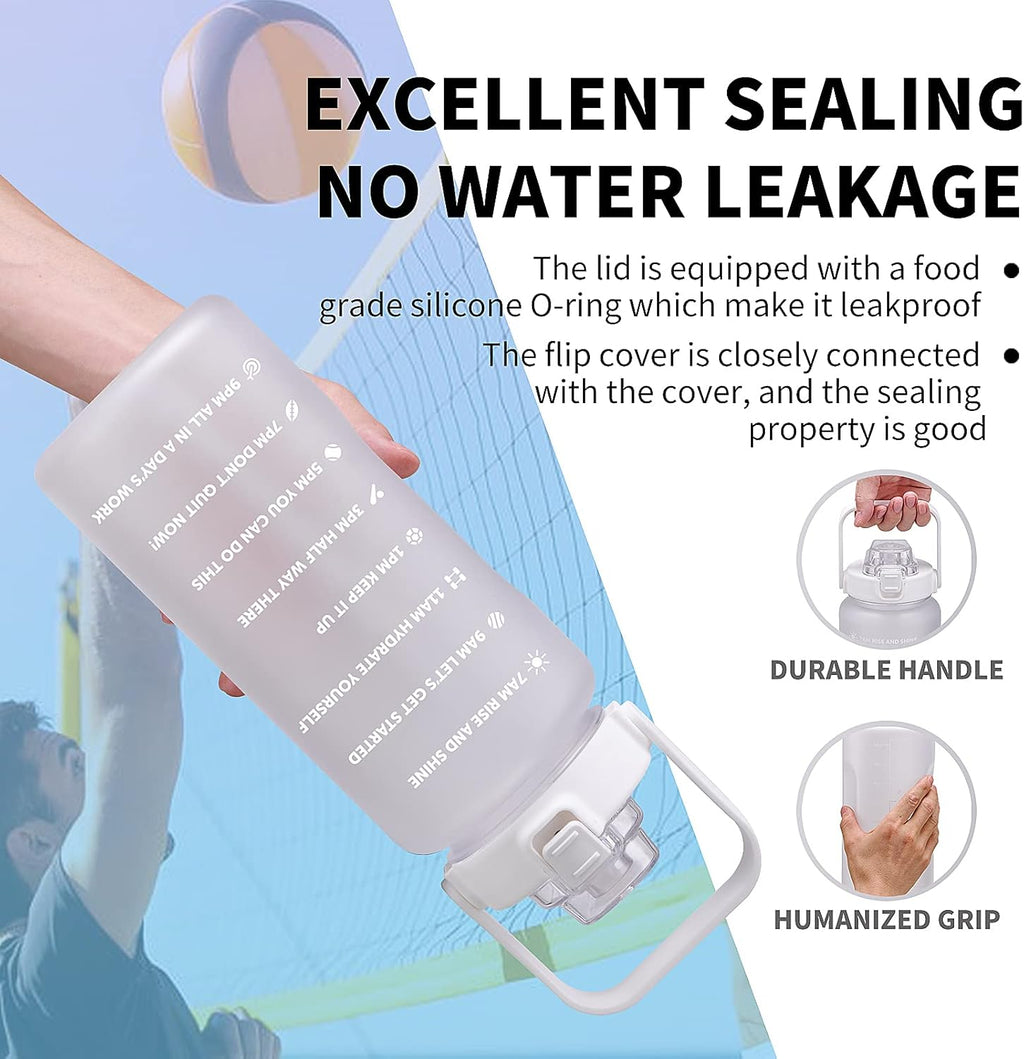 64oz,100oz,128oz Large Motivational Water Bottle with Time Marker, Leakproof & BPA Free Half Gallon Big Water Bottle