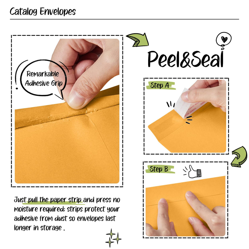 6x9 Catalog Envelopes 50 Pack Yellow Manila Envelopes Gummed