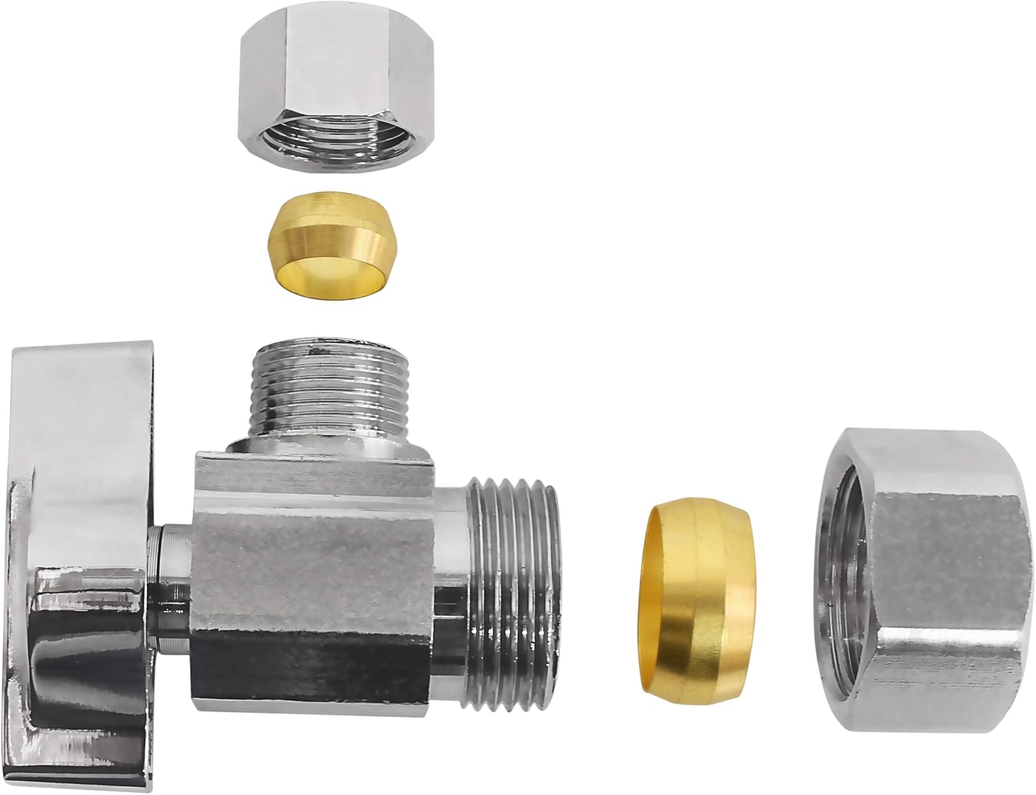 Heavy Duty 1/4 Quarter Turn Angle Shut Off Valve Squared Body 1/2 in. NOM Comp Inlet x 3/8 in. OD Compression Outlet