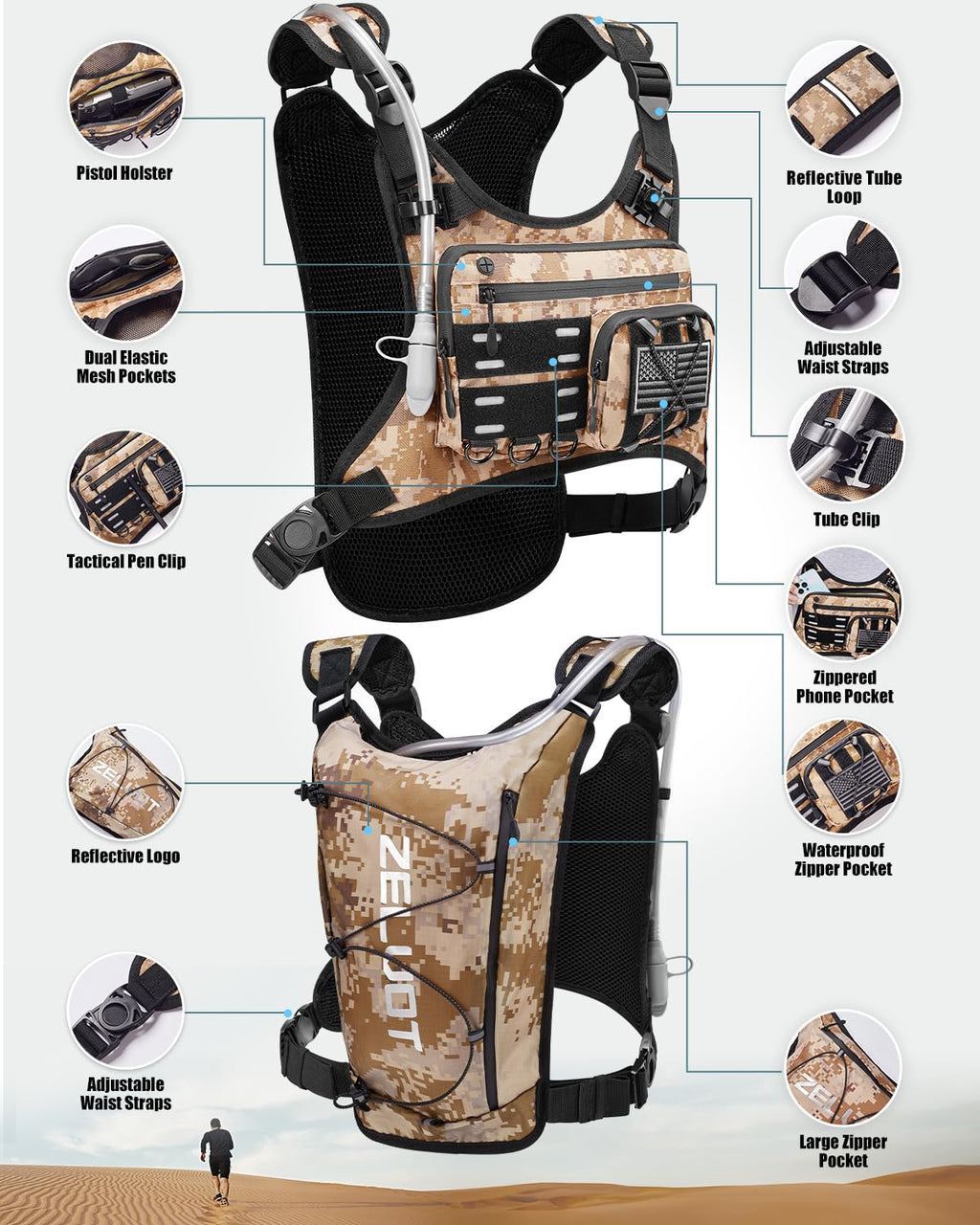 Running Vest with 2L Water Bladder, Lightweight Hydration Backpack