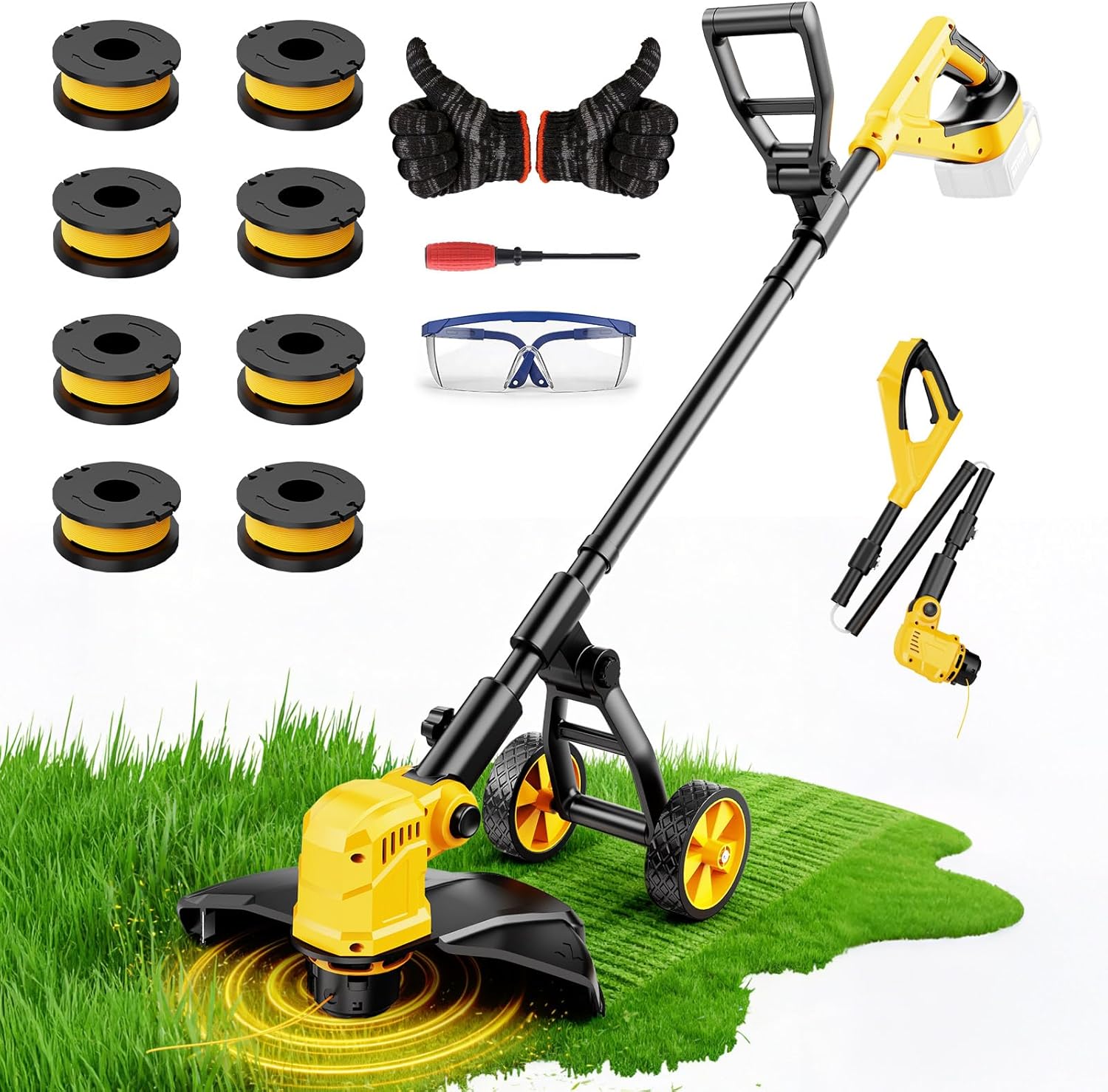 3 in 1 Cordless String Trimmer Compatible with Dewalt 20V Battery (NO Battery), 14" Electric Weed Wacker with Wheel