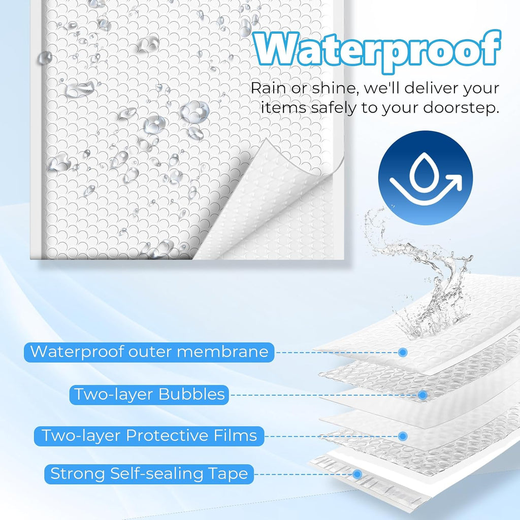 Bubble Mailers True 10.5x15" Usable Size Padded Envelopes 25 Pack | 50% Thicker 1/7" Bubble 10.5x16" Self Seal