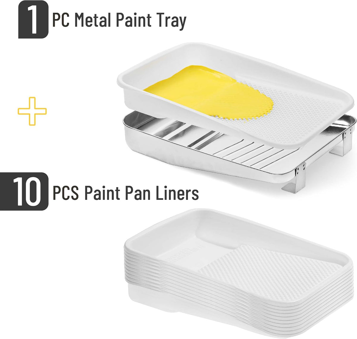 Bates 9 Inch Paint Tray with 10 Plastic Liners - Disposable Paint Roller Trays for Walls