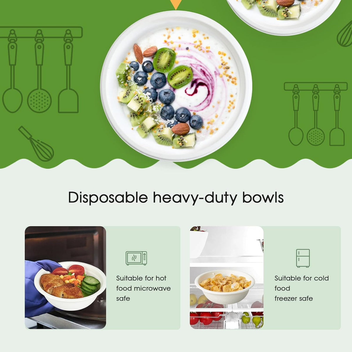 150 Pack 16 oz Compostable Paper Bowls Disposable, White