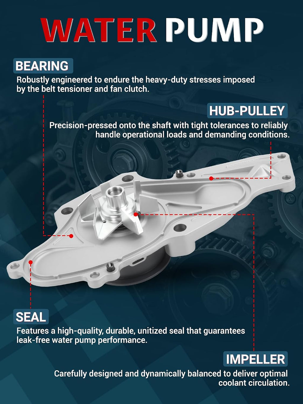 Timing Belt Kit with Water Pump Fit for 2003-2018 Accord Odyssey Pilot MDX
