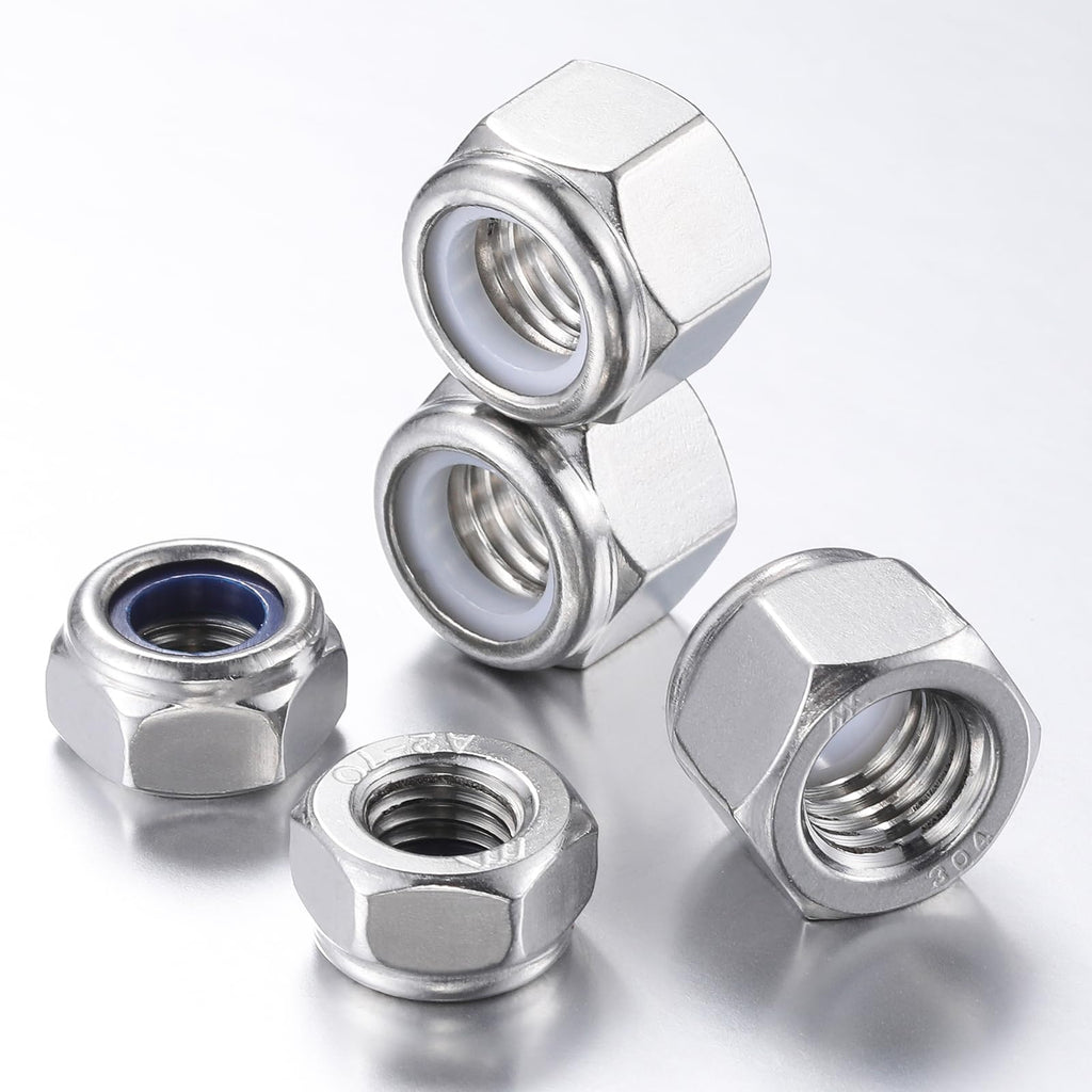 Wensilon(10pcs) M16 Self Clinching Nuts 304 Stainless Steel Self-Lock Nylon Inserted Hex Lock Nuts