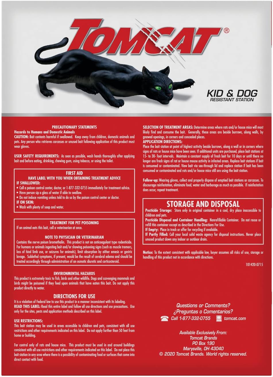 Rat & Mouse Killer, Child & Dog Resistant, Disposable Station, 8 oz. | 2 Pre-Filled Ready-To-Use Bait Stations