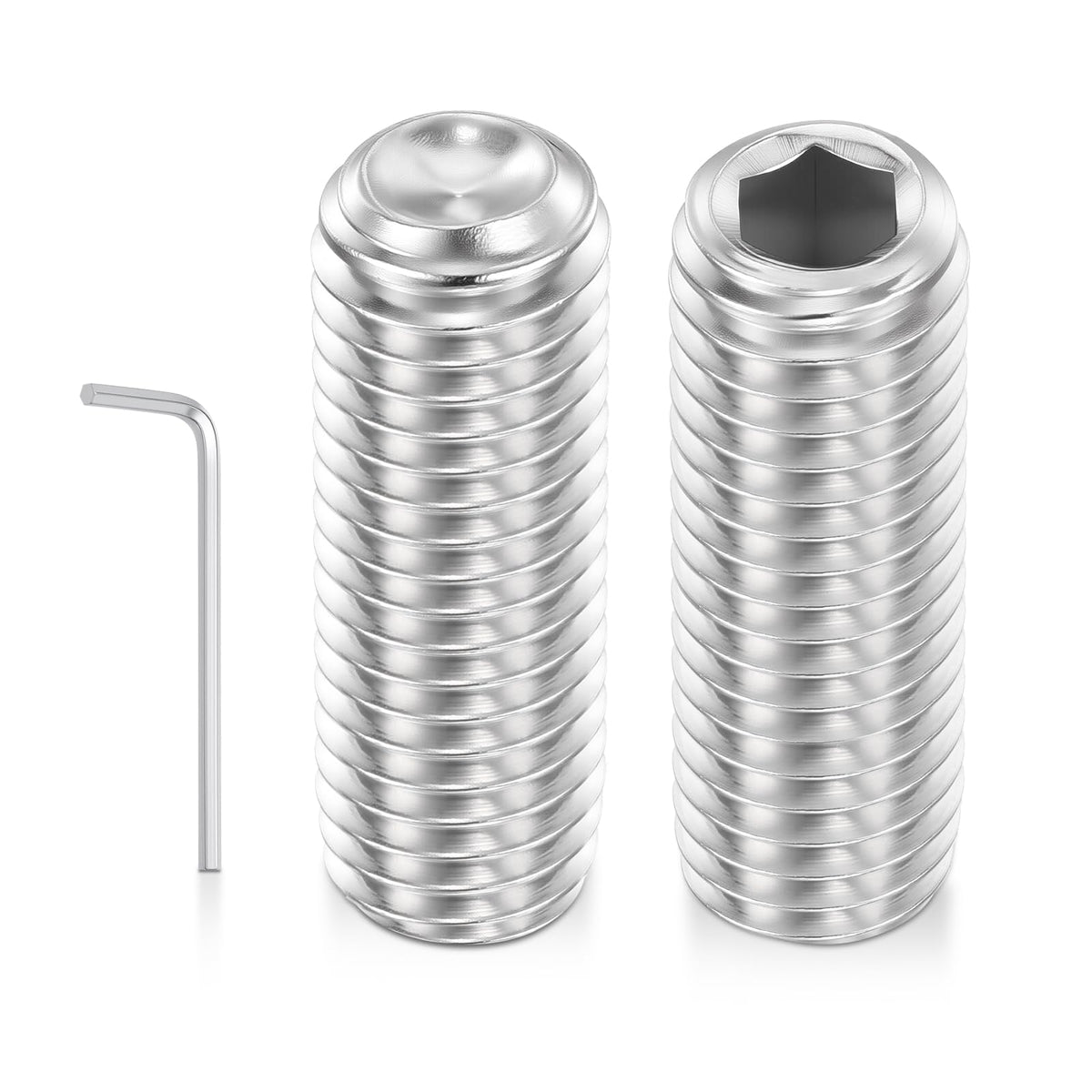 Kozelo 4pcs Cup Point Hex Socket Set Screws-M12-1.75x40mm 304 SS