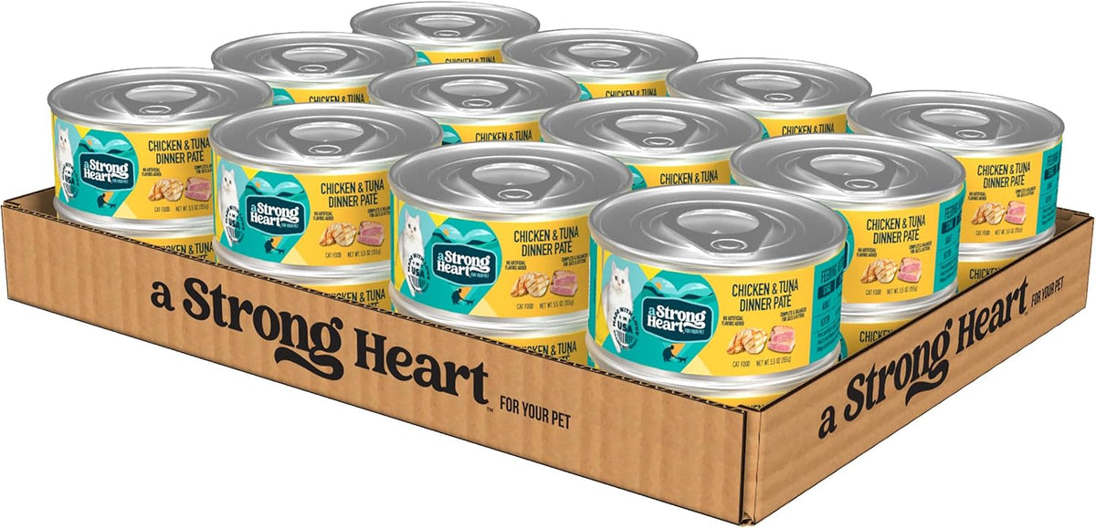 A Strong Heart Cat, Chicken & Tuna Dinner, 5.5oz Cans, Pack of 24