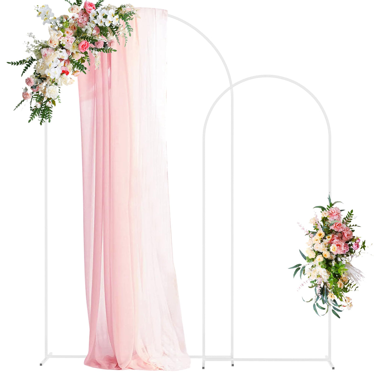 Wedding Arch Backdrop Stand 7.2FT,6FT White Metal Arch Stand Set