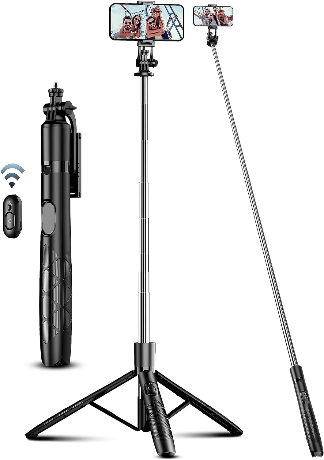 71" Phone Tripod & Selfie Stick, All in One Extendable Cell Phone Tripod with Wireless Remote, Tripods Stand for