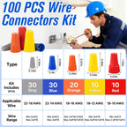 Crweety 100 Pcs Wire Connectors Nuts Assortment Kit, Electrical Wire Caps