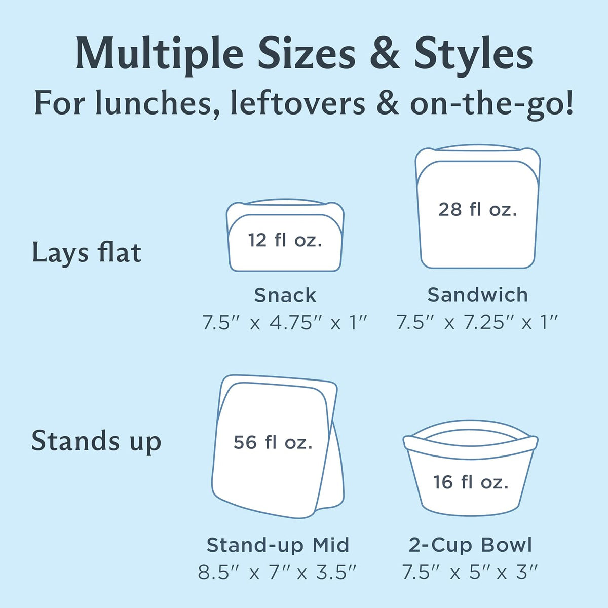 Premium Reusable Silicone Storage Bags, 4-Pack Starter Kit, Clear