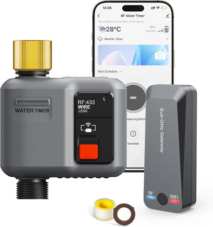 WiFi Water Timer for Garden Hose,WiFi Sprinkler Controller with 984ft Range | Strong Wall Penetration, Alexa & Google