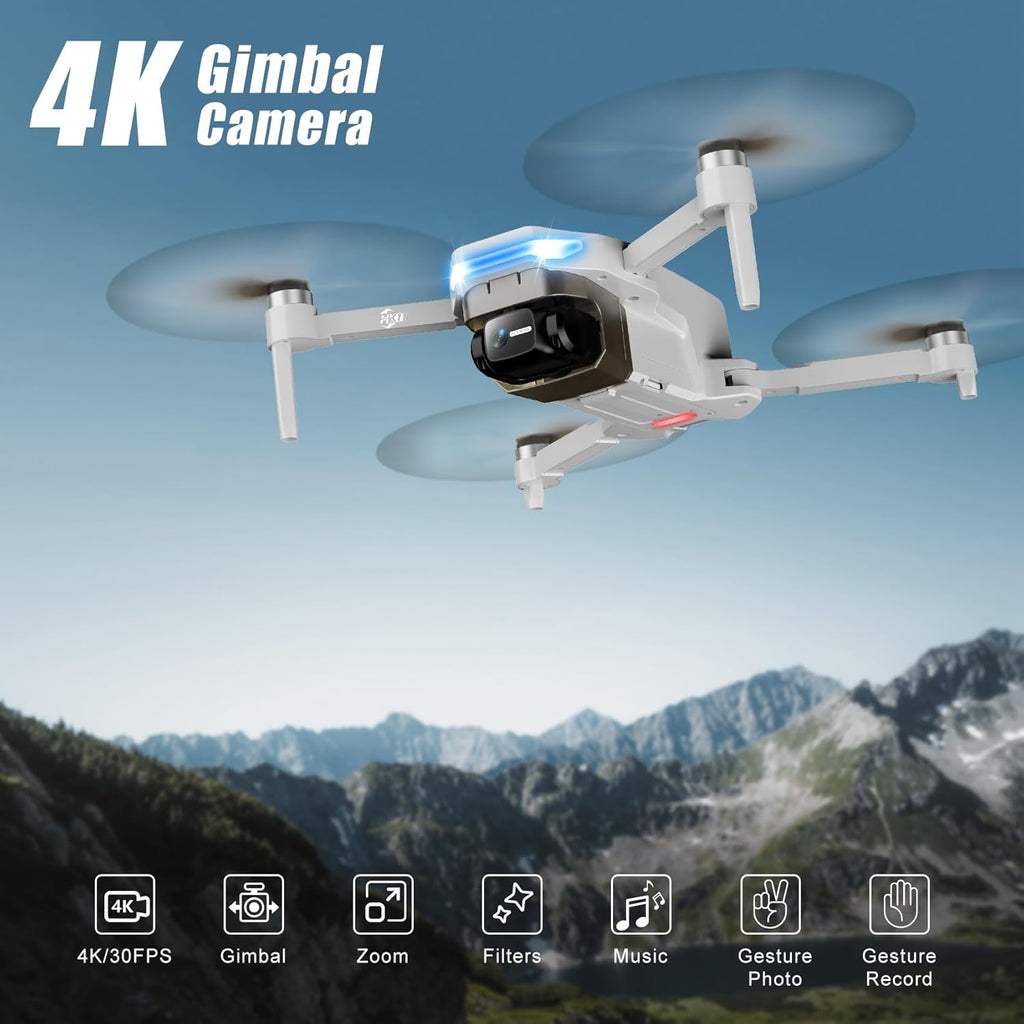 Drones with Camera for Adults 4K, GPS Auto Return, Waypoint Flight, Orbit Fly, GPS Follow, Gesture Control, Foldable