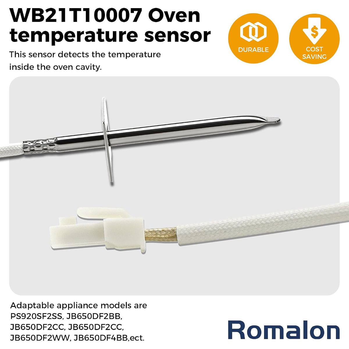 WB21T10007 Electric Sensor WB21X22134 Range Oven Temperature Sensor Replacement Assembly Fit for GE Hotpoint Kenmore Stove Oven Range by Romalon