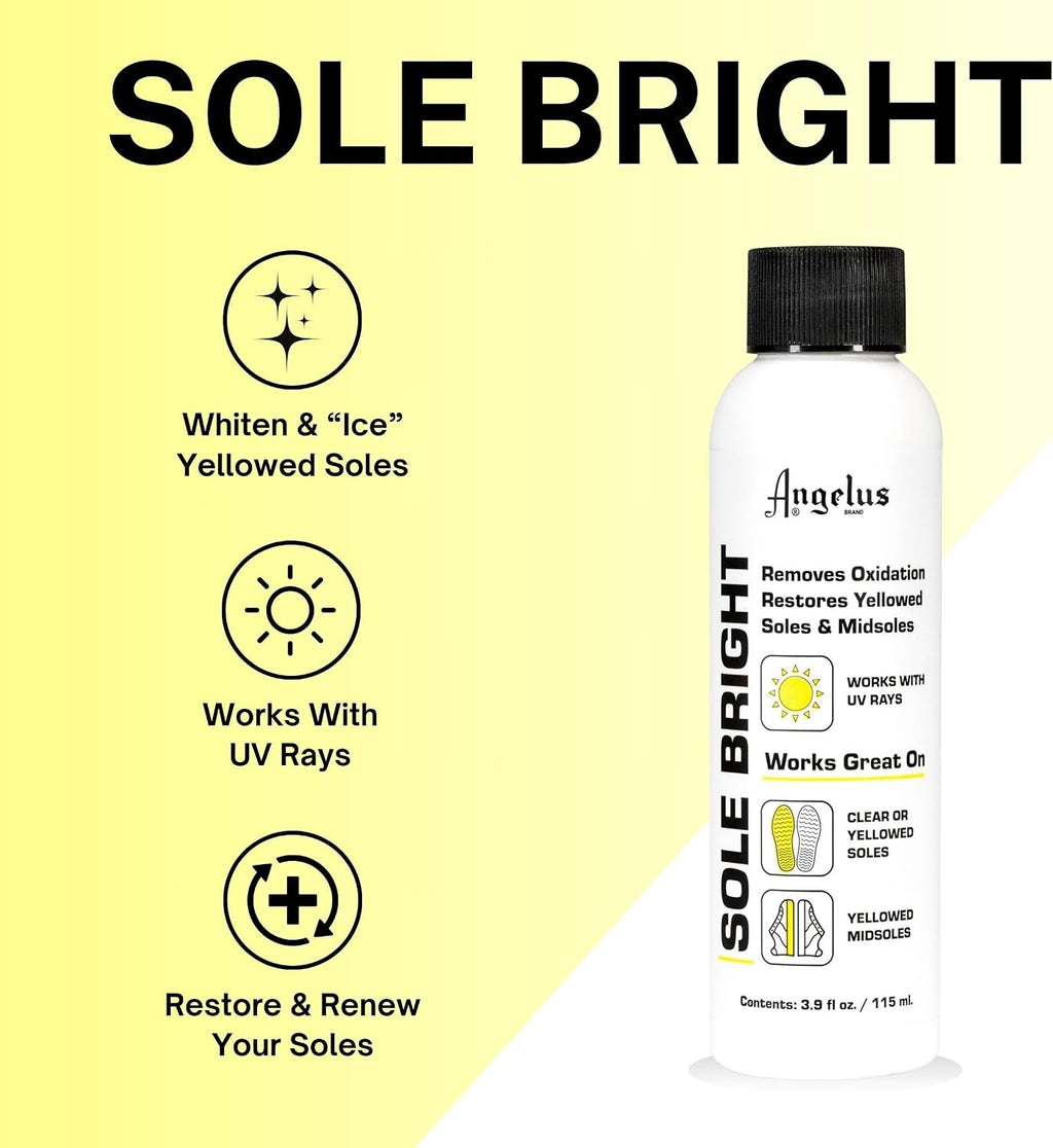 Sole Bright 3.9 oz, White Sole Shoe Cleaner, Effectively Removes Yellowing and Restores Original Look - Shoe Sole