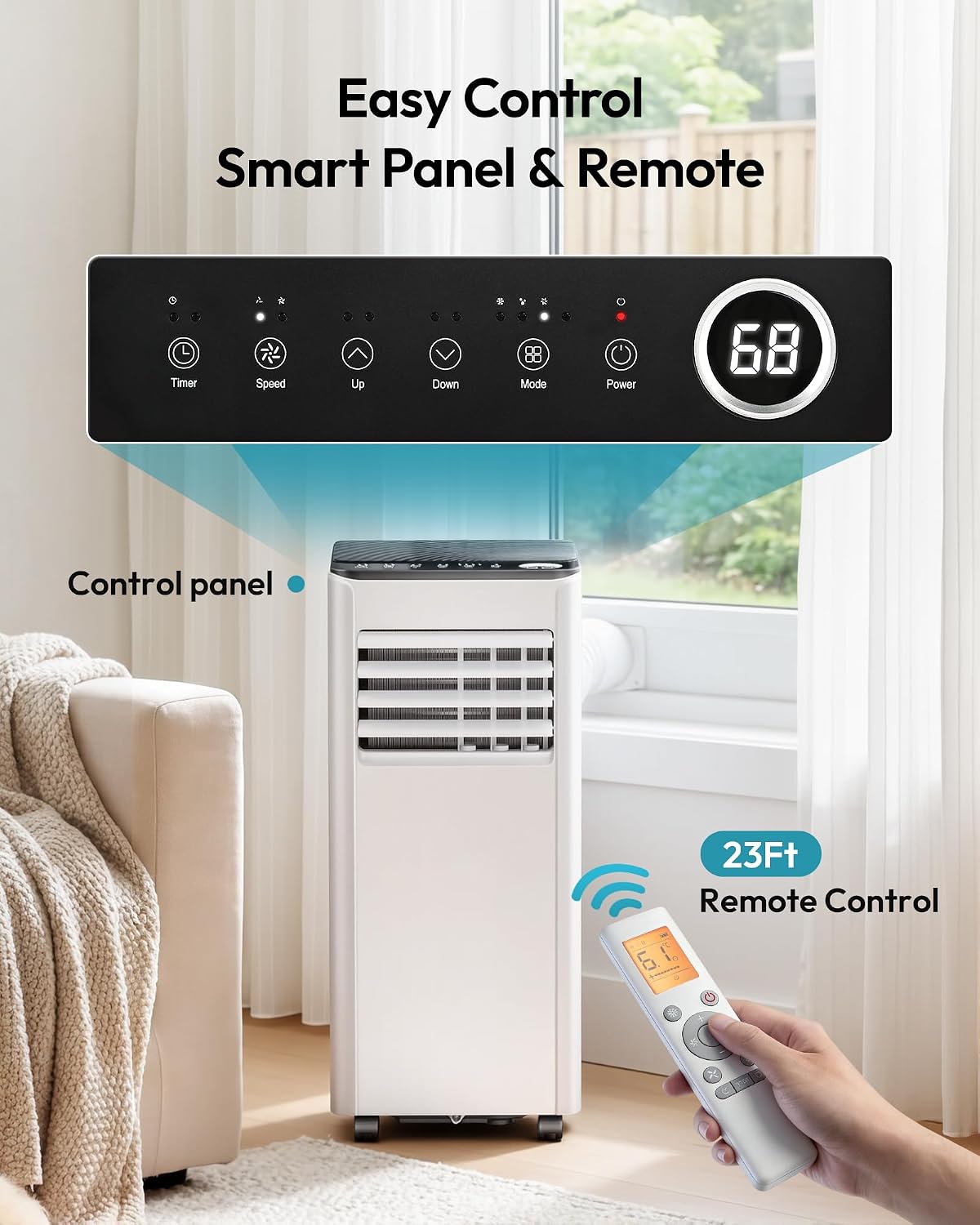 Portable Air Conditioners, 8,000 BTU AC for Rooms Up to 350 Sq. Ft. | 350 CFM, 4 Modes (Cool, Dry, Fan, Sleep)