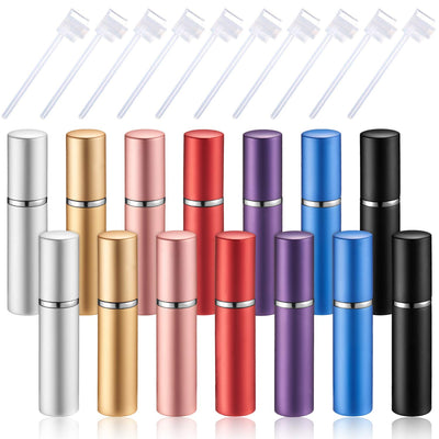 14 Pcs 5 ml Perfume Travel Refillable Atomizer Multicolor Mini Fragrance Sample Cologne Dispenser Glass Lined
