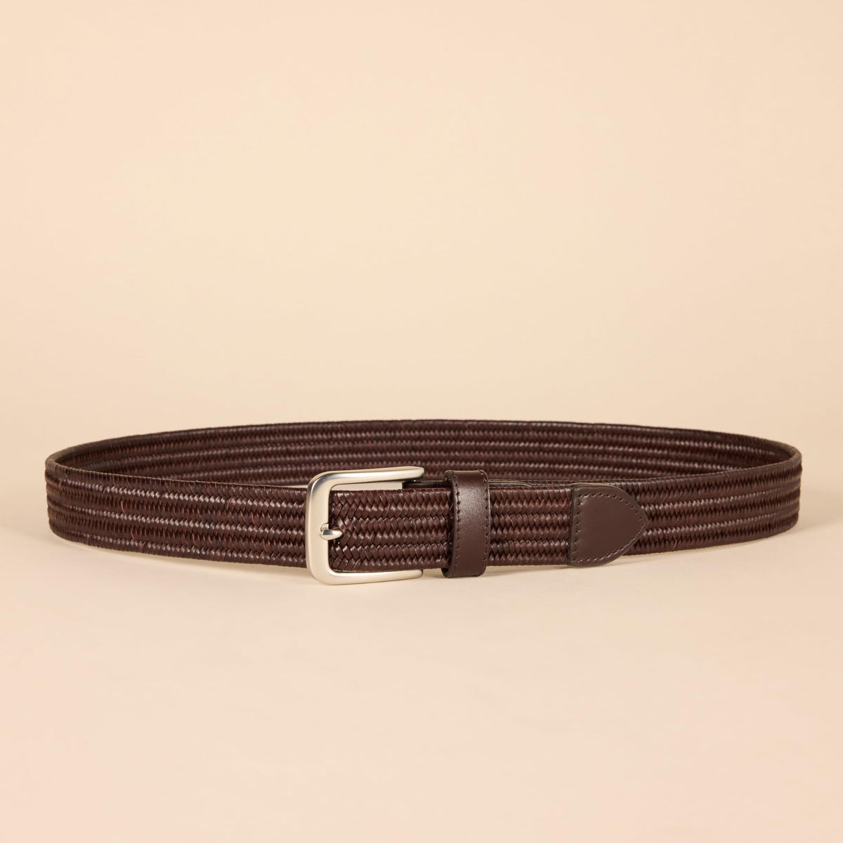 Amazon Essentials Mens Tubular Stretch Weave Belt, Brown, 36