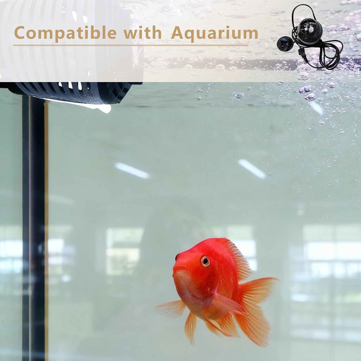 Aquarium Circulation Pump,800 GPH Fish Tank Powerhead, Saltwater Wave Maker, Submersible Water Pump with Suction Cup