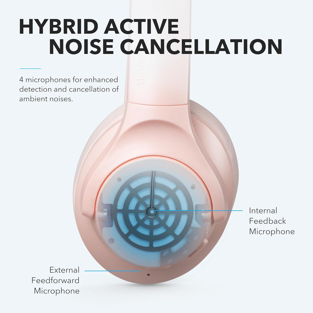 Anker Life Q20 Hybrid Active Noise Cancelling Headphones, Wireless Over Ear Bluetooth Headphones, 60H Playtime