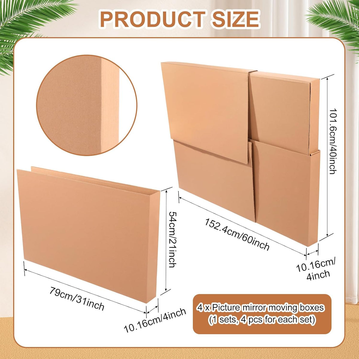 5 Pcs TV Moving Boxes Foam Screen Cover Set, 40 x 60 x 4 Inches