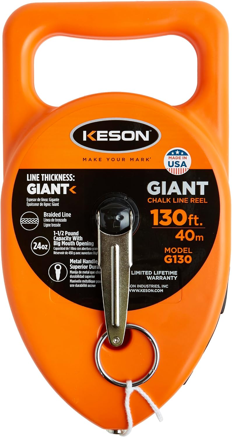 G130 Chalk Line Reel, 24 oz Chalk Capacity, 130 ft L Line