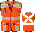 Class 2 Safety Vest with Zipper Front and multiple Pockets, High Visibility Vest, Meets ANSI/ISEA Standards