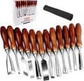 12-Piece Wood Carving Chisel Set - CR-V 60 Steel Multi-Shape Edge Gouges Carving tool for Woodworking Beginners and