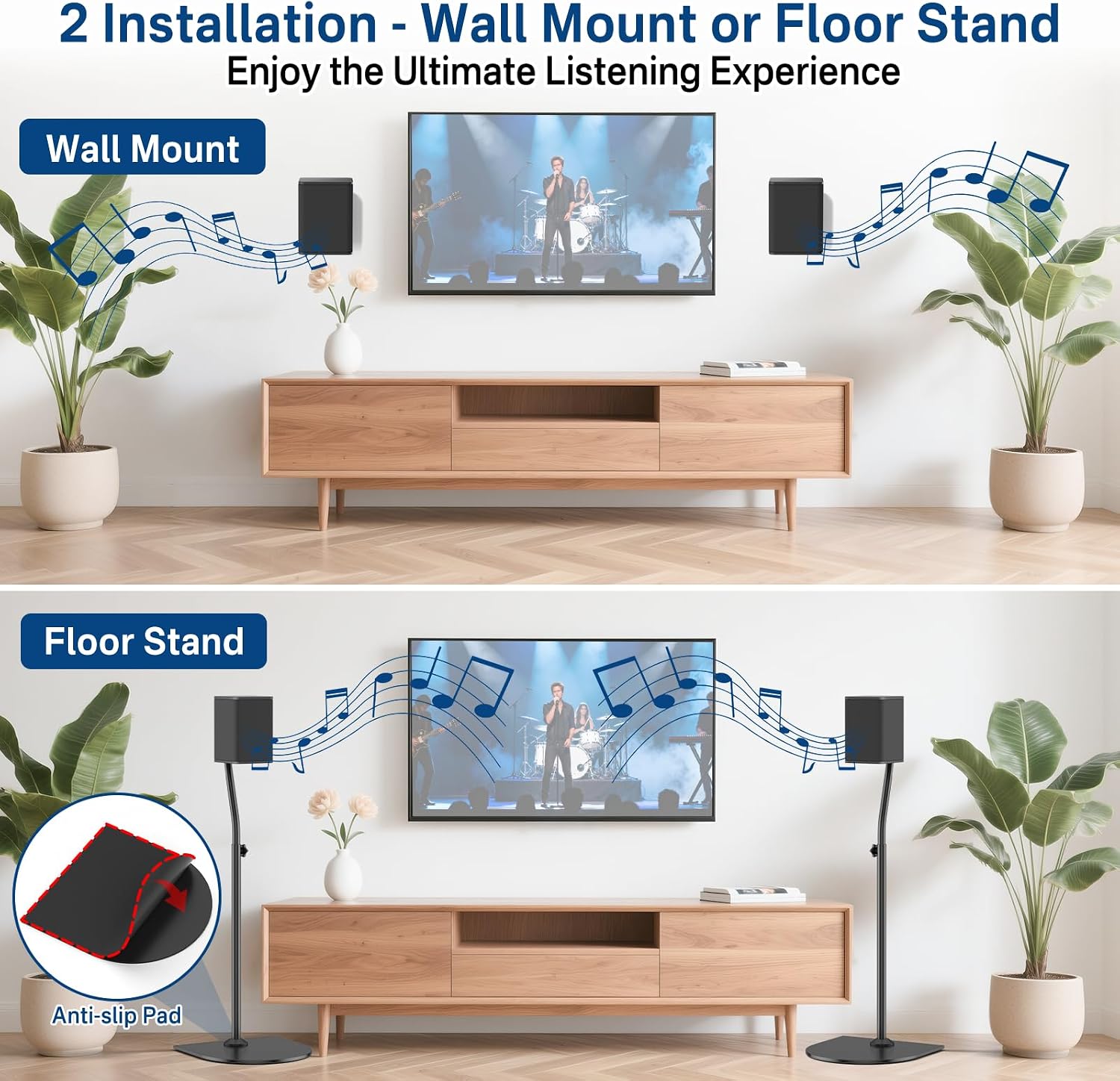 Speaker Stands for LG Rear Speakers SPQ8-S SPT8-S SPK8-S 578S1-S S78S2-S S65S3-S S55TR, Height Adjustable 33"–42" for
