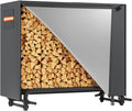 4ft Waterproof Firewood Rack Cover, 420D Heavy Duty Fabric Outdoor Log Rack Cover with Zipper & Buckle for Indoor