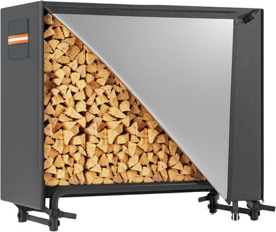 4ft Waterproof Firewood Rack Cover, 420D Heavy Duty Fabric Outdoor Log Rack Cover with Zipper & Buckle for Indoor