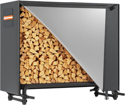 4ft Waterproof Firewood Rack Cover, 420D Heavy Duty Fabric Outdoor Log Rack Cover with Zipper & Buckle for Indoor