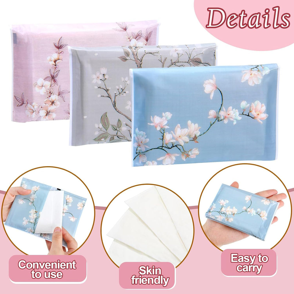 100 Pack Pocket Tissues Travel Slim Packs, Colorful Flowers