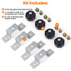 4PCS 2500V Standoff Insulators with Ground Bus Bar Mounting Brackets (2" Black Insulator)
