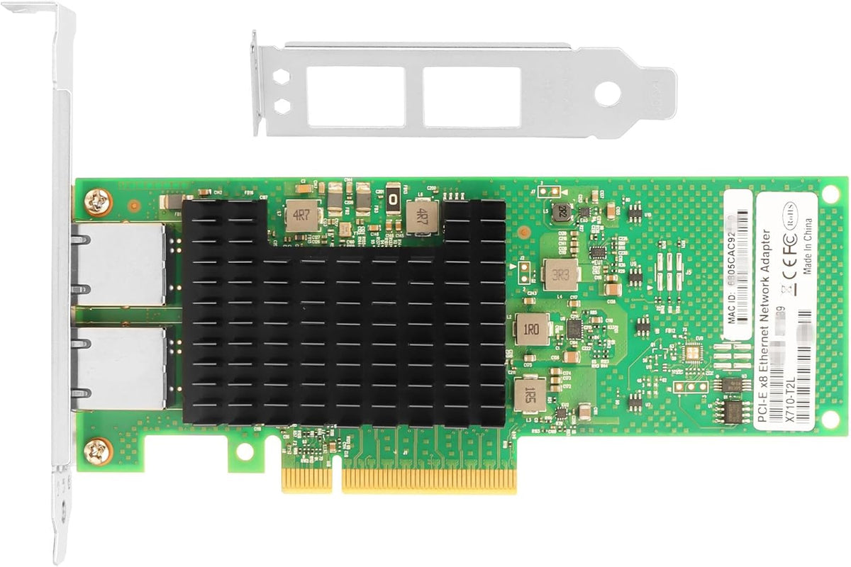 PCIe Ethernet Network Card for Intel X710-T2L X710-AT2 Chipset PCIe 3.0 X8 10Gb Dual Port RJ45 LAN Card Support Windows Server/Windows/Linux/VMware/ESX