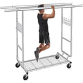 Clothes Rack Heavy Duty Load 900 Lbs with Wheels,Commercial,Chrome
