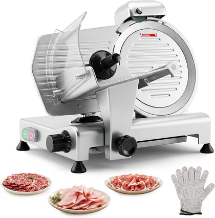 Commercial Meat Slicer 320W, 10" Blade, 1-12mm Adjustable, NSF Certified