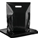 100-Pack Black Plastic Shopping Bags with Handles, 12x15 In Gift Bag