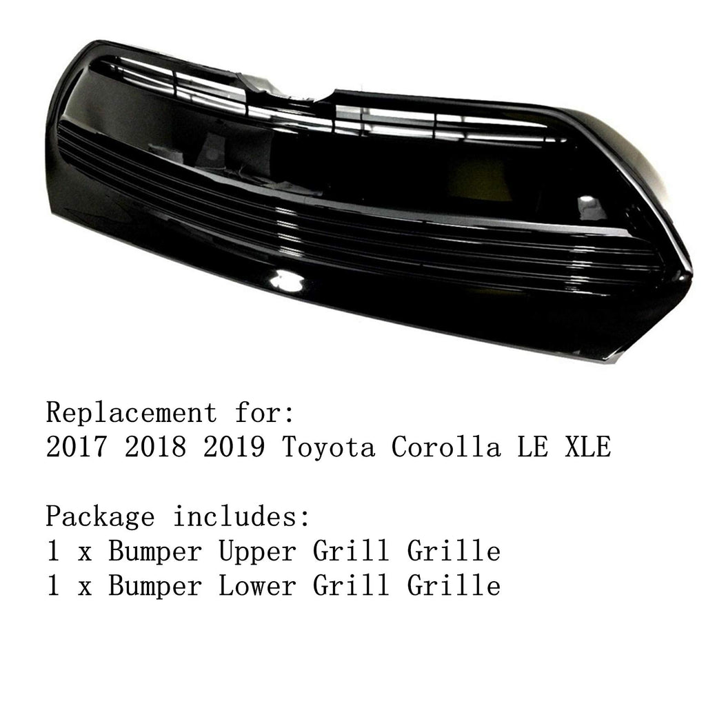 RainMan S Bumper Upper Lower Grille Replacement for Corolla LE XLE