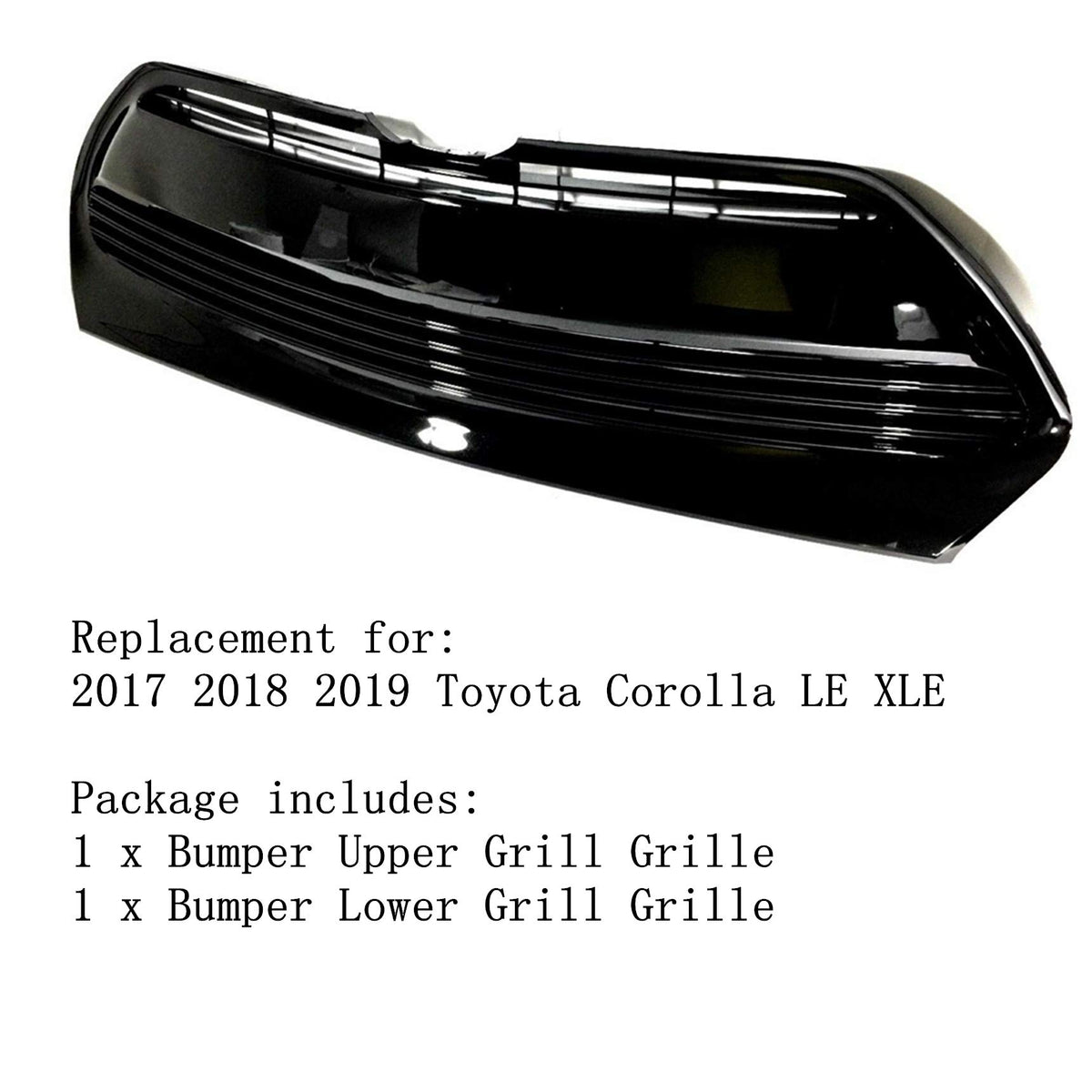 RainMan S Bumper Upper Lower Grille Replacement for Corolla LE XLE