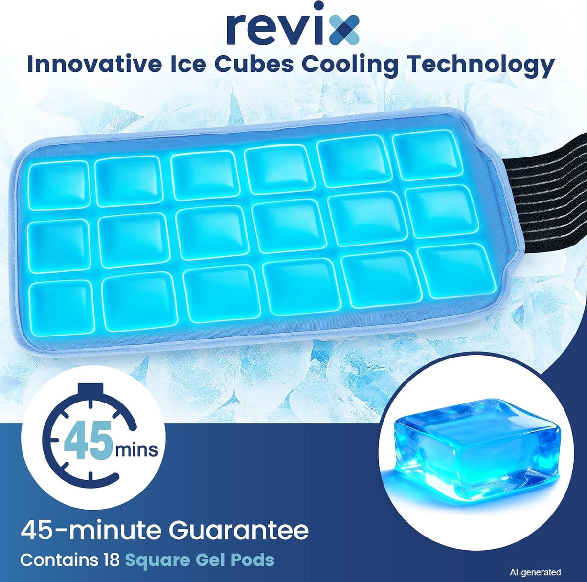 Ice Pack for Injuries Reusable, 14 × 7" Gel Cold Compress with Strap