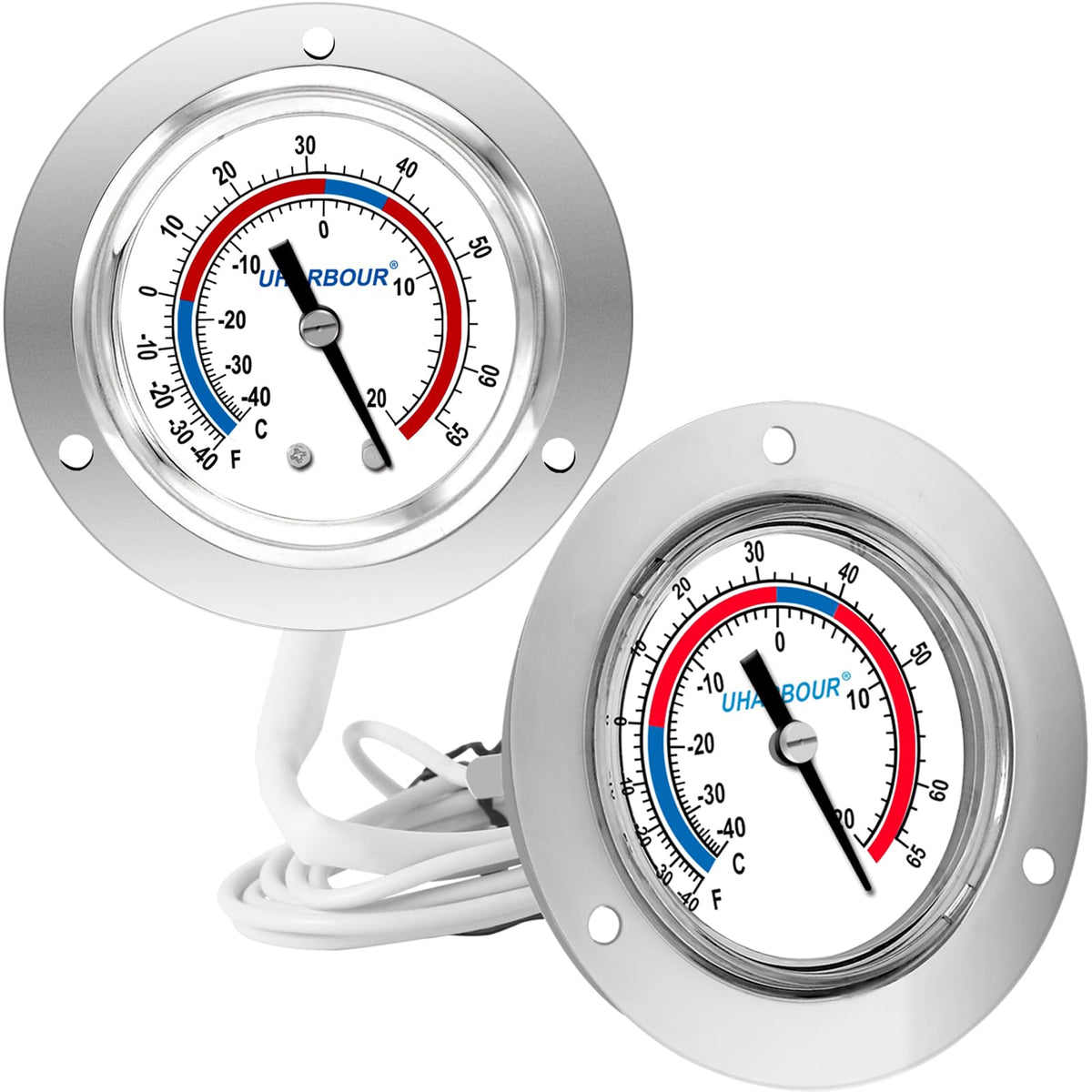 Uharbour Commercial Walk in Cooler Thermometer 2 Pack, 2" Dial