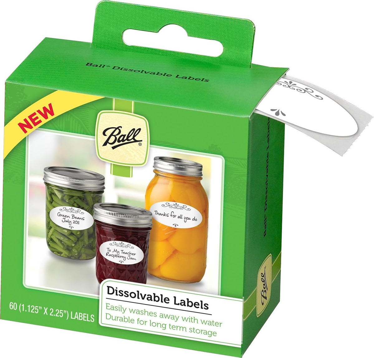 Mason Jar Dissolvable Labels, 60-Count