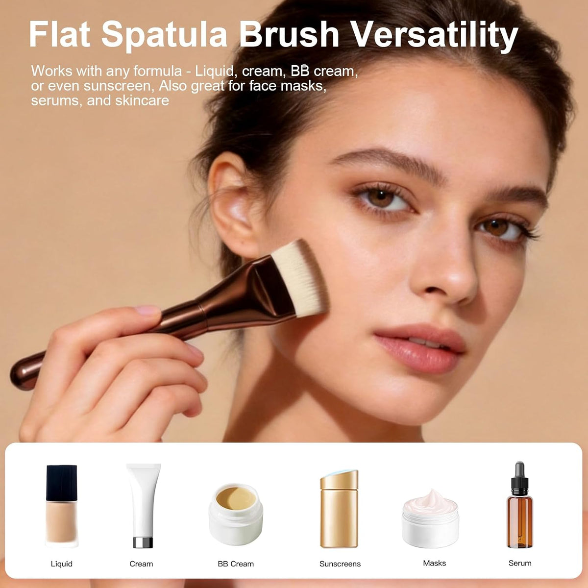 Flat Foundation Brush, Korean Spatula Foundation Brush with Dense Bristles, Professional Face Makeup Brush for Liquid