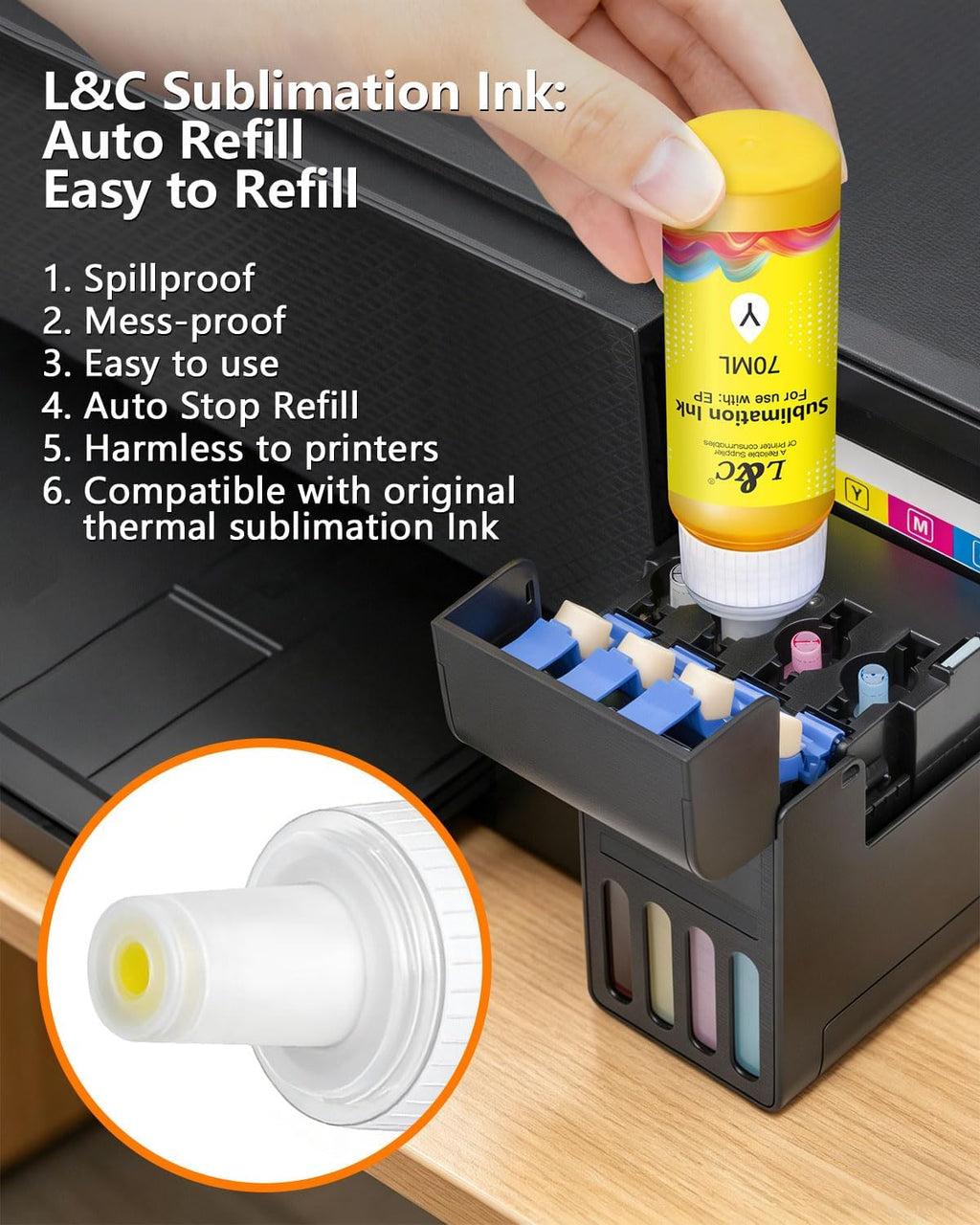 Sublimation Ink Refill Bottles Compatible With ET2800 ET15000 ET2400 ET2720 ET2803 ET2850 ET2750 ET2760 ET4800 Inkjet