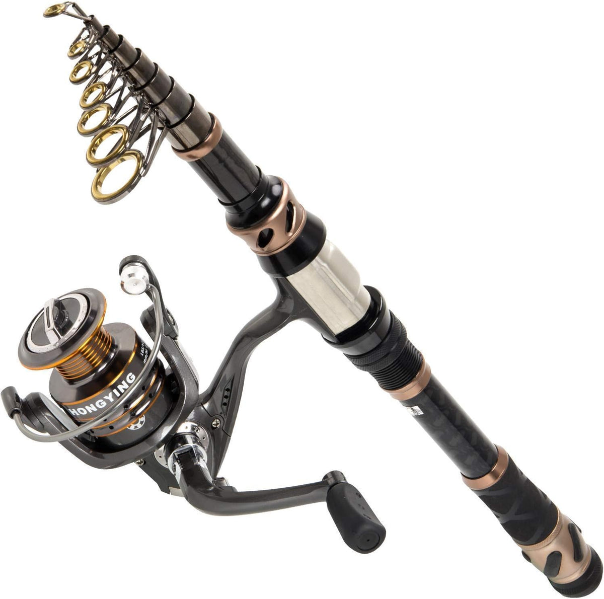 Fishing Rod and Reel Combos - Carbon Fiber Telescopic Fishing Pole - Spinning Reel 12 +1 Shielded Bearings Stainless