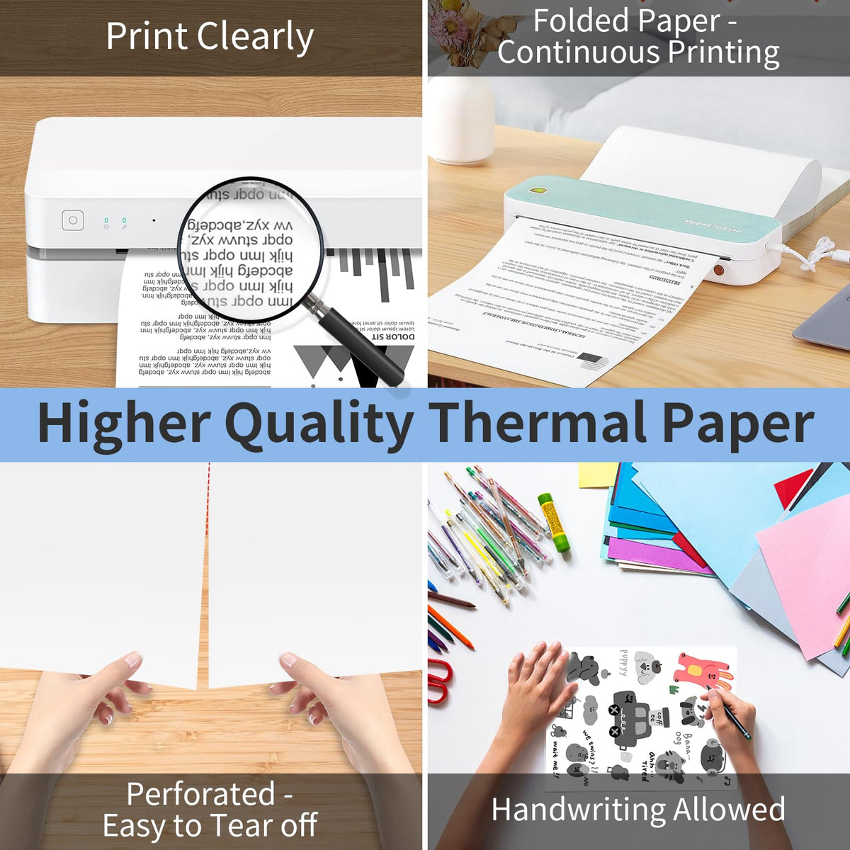 Thermal Printer Paper 8.5 x 11 Inch, 1000 Sheets US Letter Size Thermal Paper, Folded, Continuous, Perforated