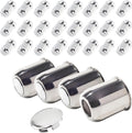 4-Pack Trailer Push Through Center Caps and Trailer Wheel Lug Sets - 3.74in Wheel Center Caps Chrome Wheel Cover